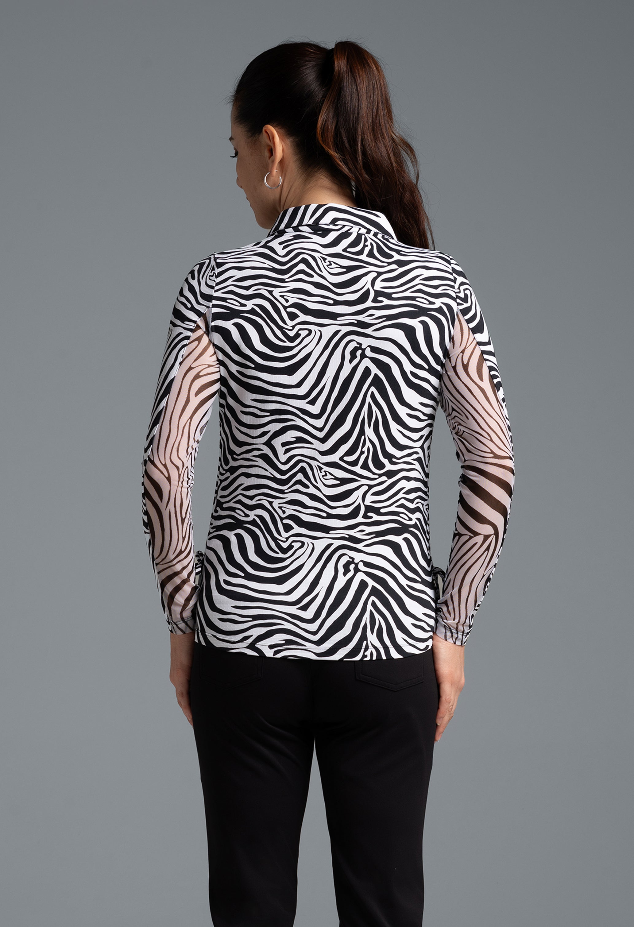 Cecilia Print Adjustable Length Long Sleeve Polo – 48932