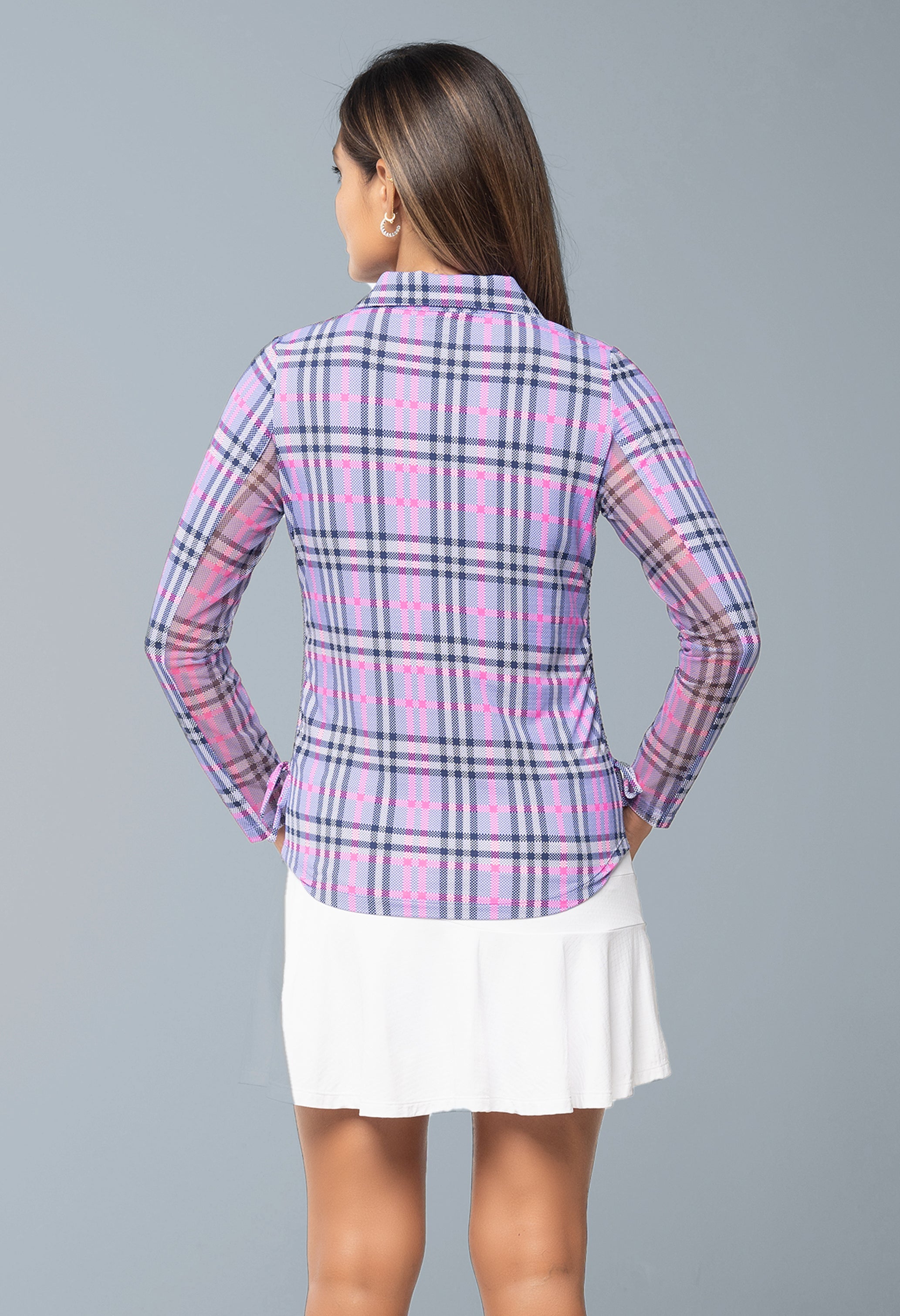 Judith Print Adjustable Length Long Sleeve Polo – 48934